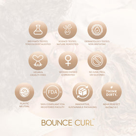 Bounce Curl on model with beachy waves demonstrating natural movement and scent