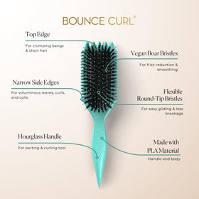 Bounce Curl bristle close-up revealing vegan boar bristles for smoothness