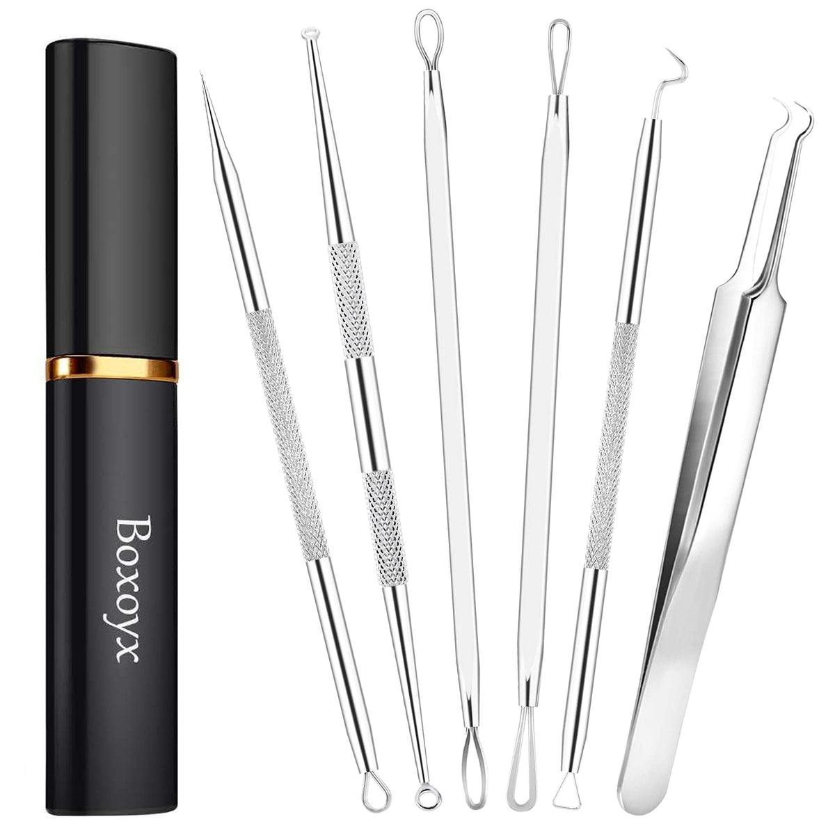 Boxoyx front packaging showing kit and metal case for organized storage