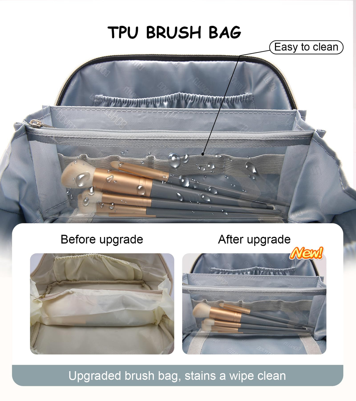 BOYATU two small pouches displayed organizing brushes and lipsticks efficiently