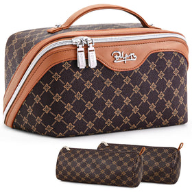 BOYATU front view of travel makeup bag showing handle and zipper benefits organized carry