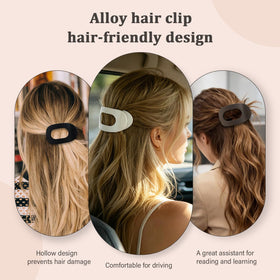 B.PHNE clip securing a half-up hairstyle, quick styling and secure hold shown