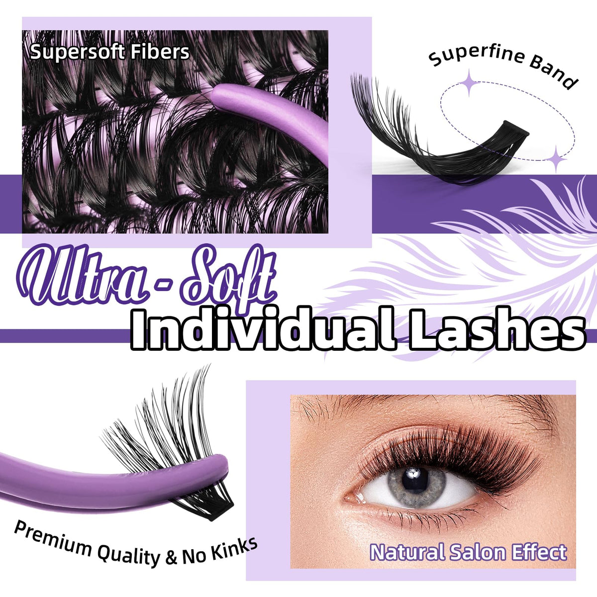 B&Q close-up of lash fibers highlighting softness and natural finish