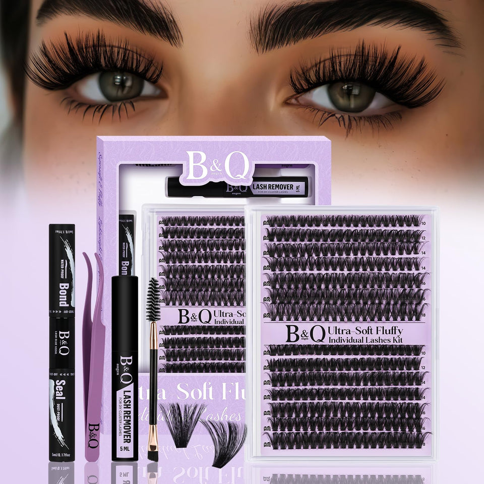 B&Q ultra-soft cluster lashes front packaging showing contents and benefit