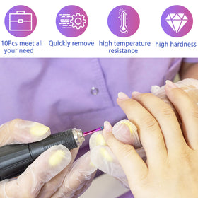 BQAN bit in use removing acrylic nails demonstrating fast material removal