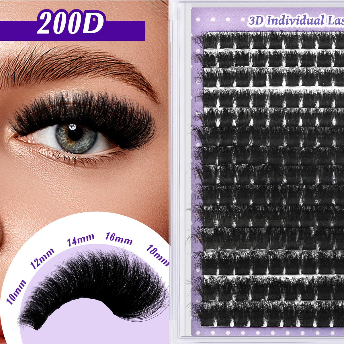 B&Qaugen lash cluster being applied with tweezers for quick DIY convenience