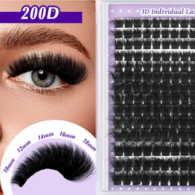 B&Qaugen lash cluster being applied with tweezers for quick DIY convenience