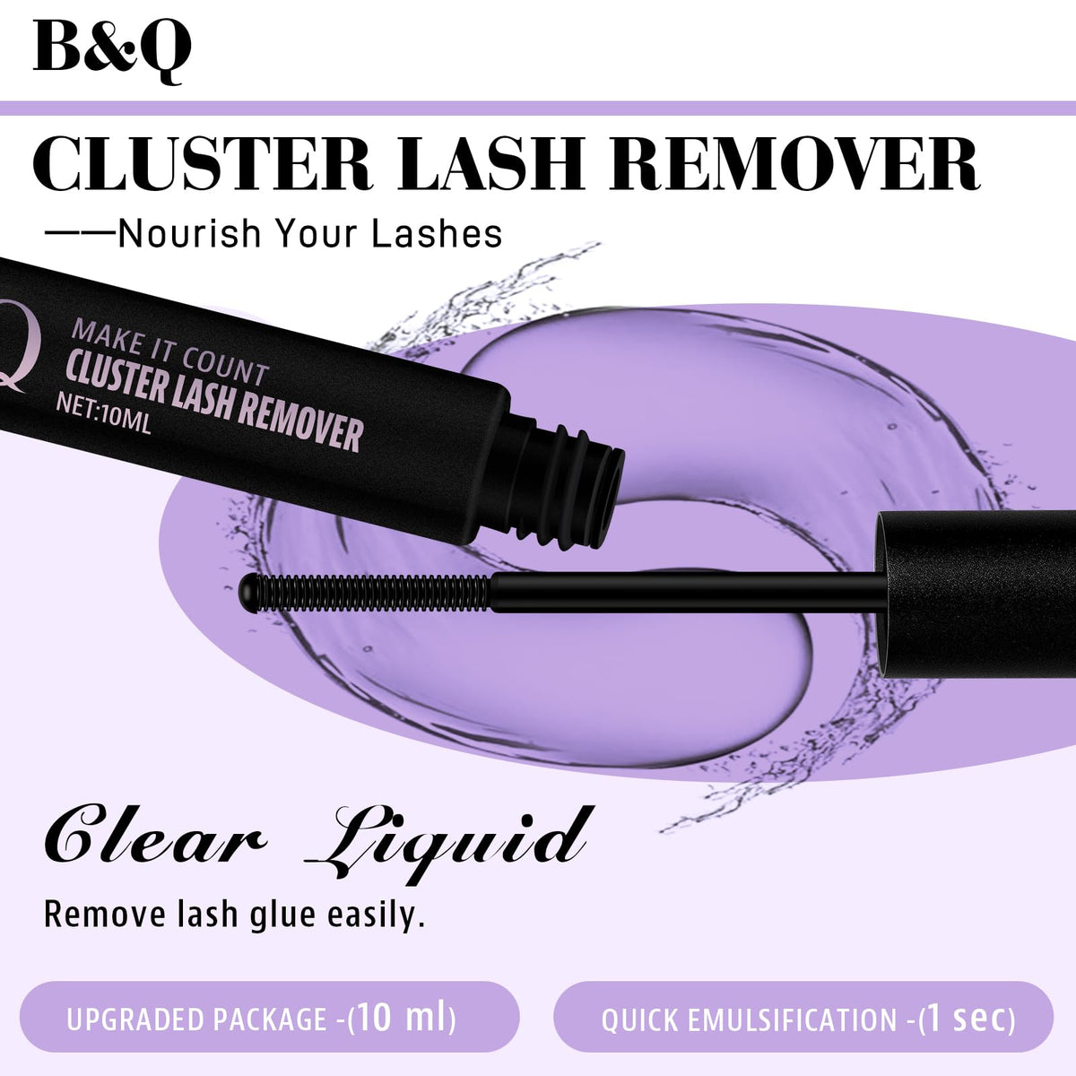 B&Qaugen close-up dropper tip dispensing controlled drops to protect lashes
