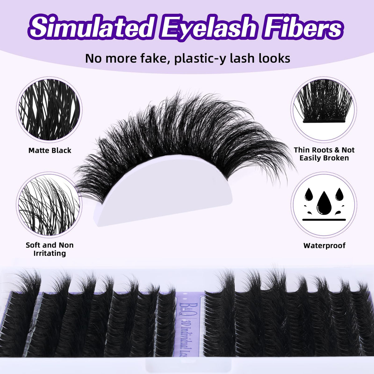 B&Qaugen clusters applied on natural lashes demonstrating lightweight, comfortable wear