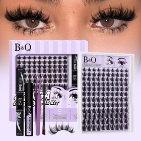 B&Qaugen front packaging showing complete manga lash cluster kit and benefits
