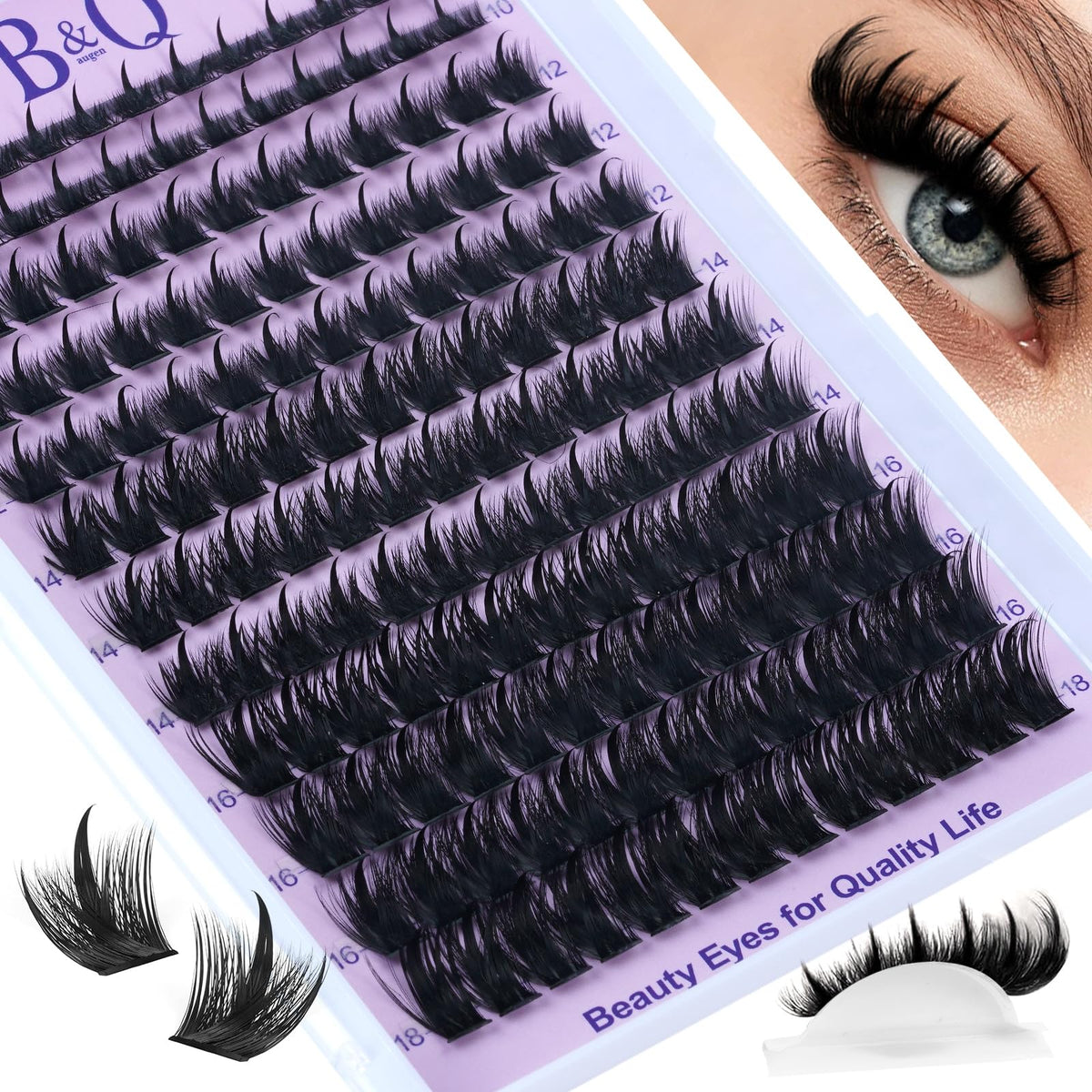 B&Qaugen front packaging showing 156PCS clusters and salon-style benefits