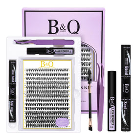 B&Qaugen front tray showing 280 cluster lashes and packaging for DIY convenience