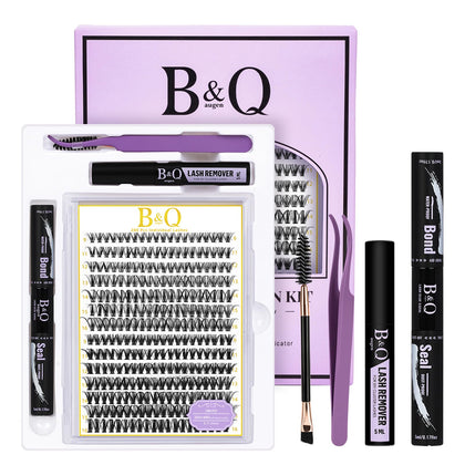 B&Qaugen front tray showing 280 cluster lashes and packaging for DIY convenience