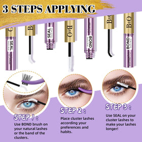 B&Qaugen in use applying cluster lashes for longer lasting hold
