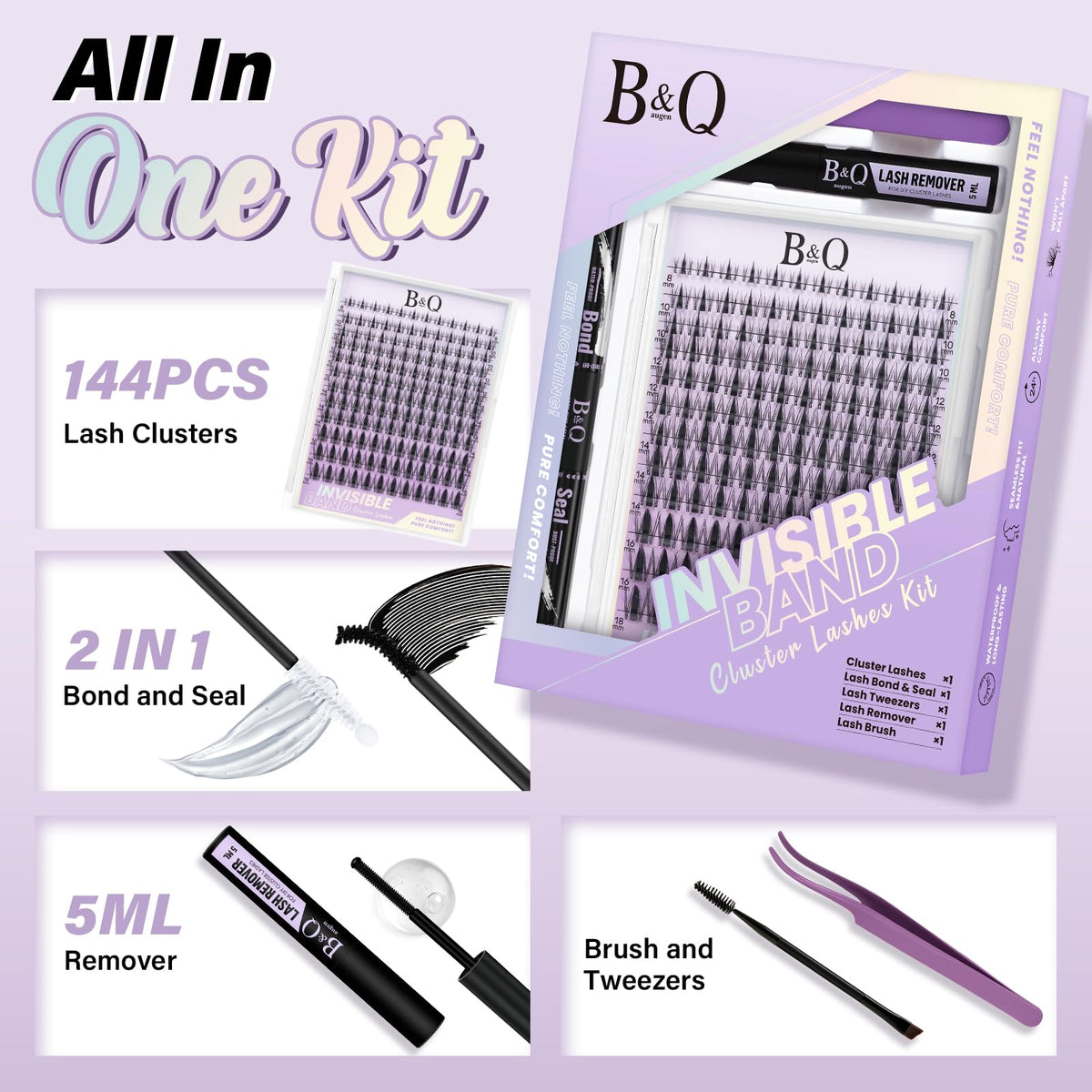 B&Qaugen lashes worn in daytime styling offering natural, wide-eyed benefit