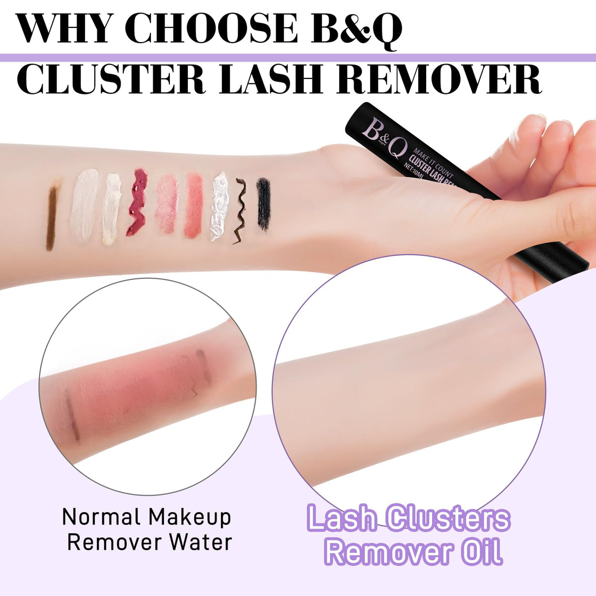 B&Qaugen remover used while lifting cluster lashes, preserving reusable clusters