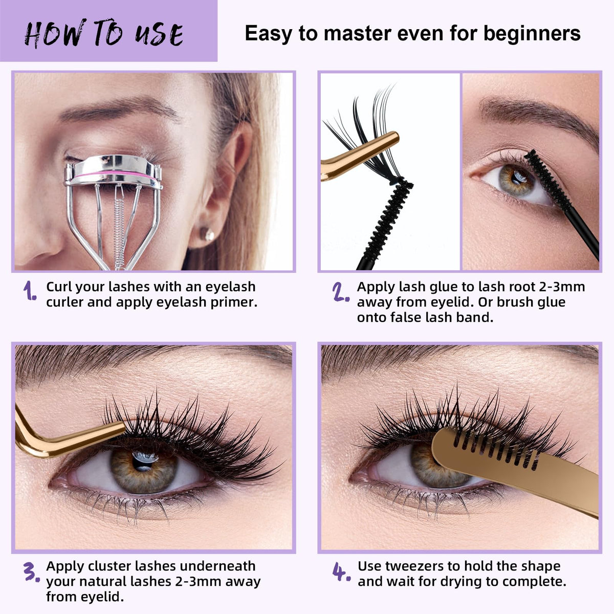 B&Qaugen tube beside lash clusters showing 10ml size for multiple uses