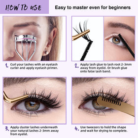 B&Qaugen tube beside lash clusters showing 10ml size for multiple uses