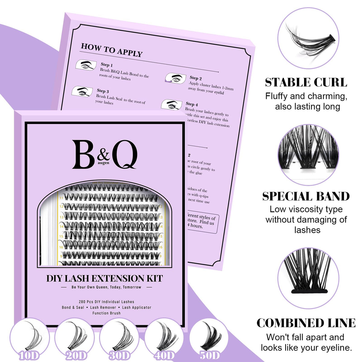 B&Qaugen fiber texture detail showing soft matte lashes for natural look