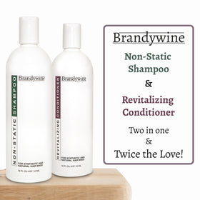 Brandywine shampoo pour close-up demonstrating gentle lather and cleanup