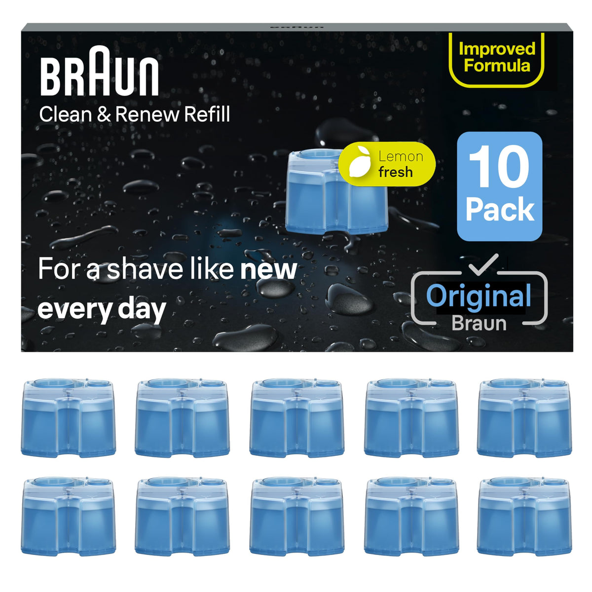 Braun cartridge front packaging showing product and clear benefits