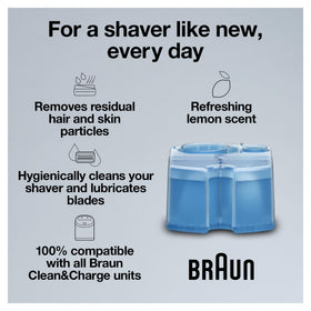 Braun lemon-fresh cleaning liquid texture demonstrating cleaning power