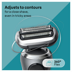 Braun charging stand with shaver upright for tidy storage and ready-to-use charging