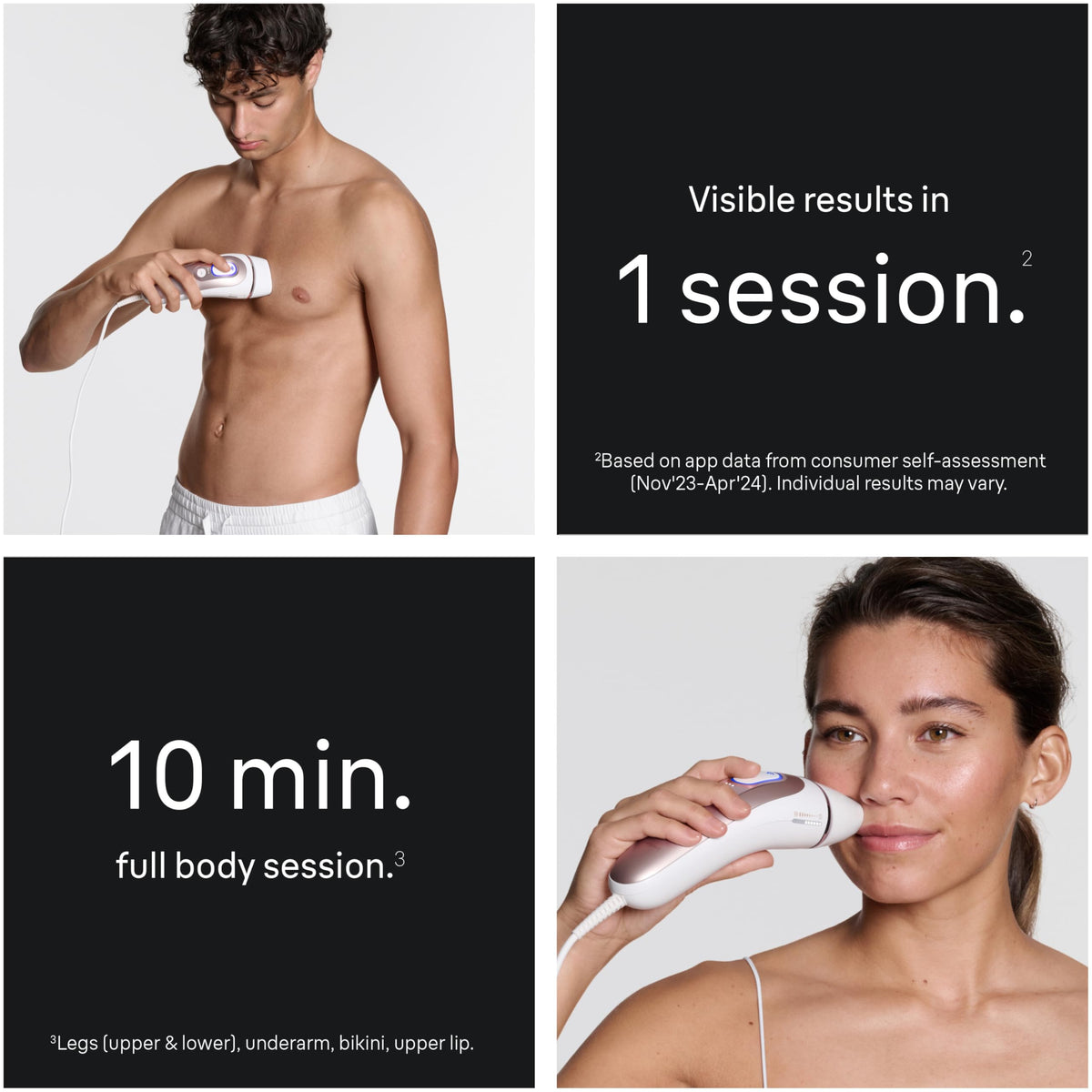 Braun facial trimmer close detail for precise pre-IPL grooming benefit