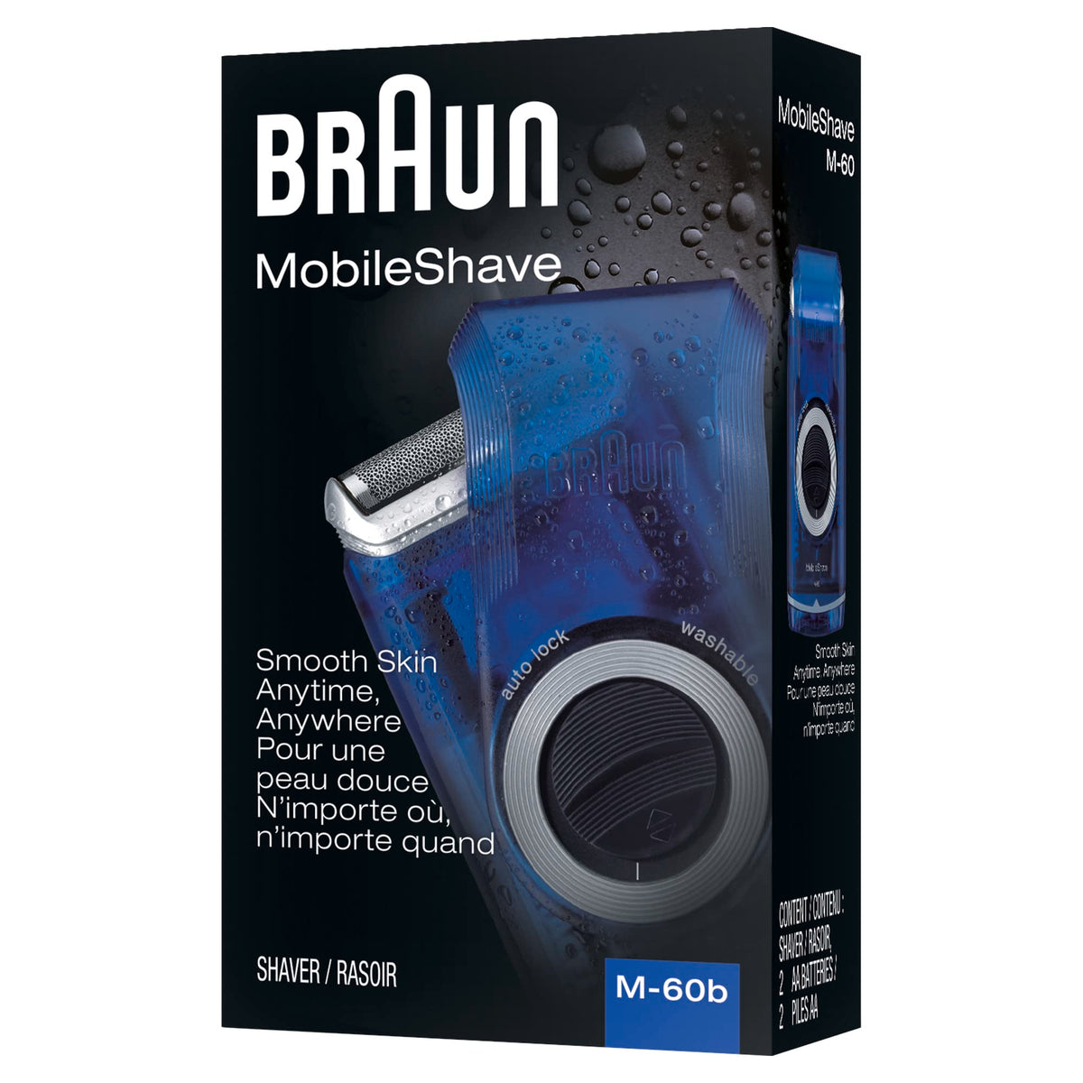 Braun M60b close-up of wide floating foil, delivering a comfortable, close shave