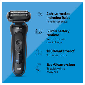 Braun foil head close-up highlighting three flexible blades for contour shaving