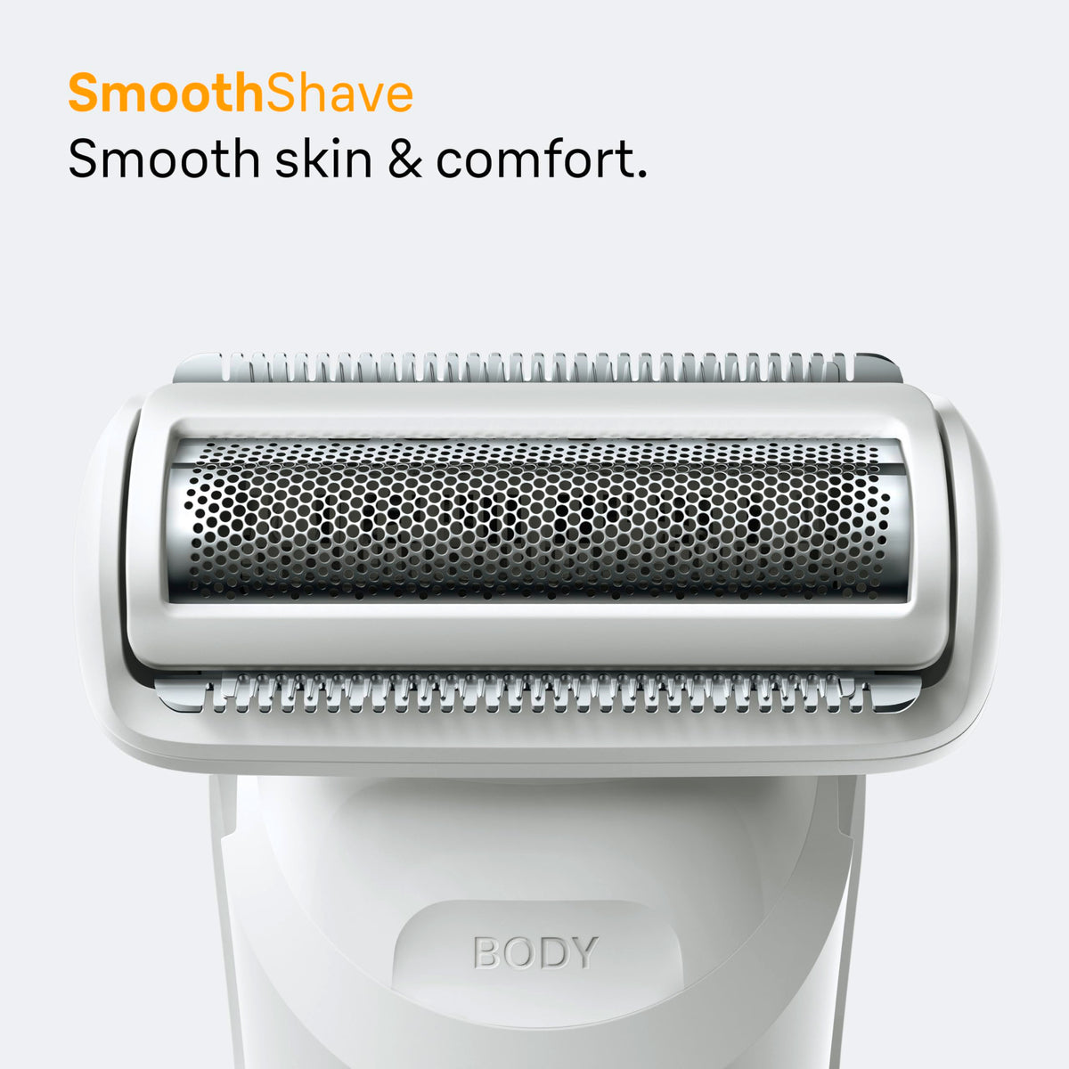 Braun Sensitive Body Comb attachment demonstrating safe body grooming