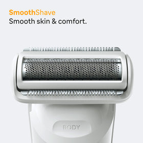 Braun Sensitive Body Comb attachment demonstrating safe body grooming