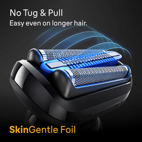Braun Series 5 foil close-up highlighting SkinGentle foil for gentler shaves