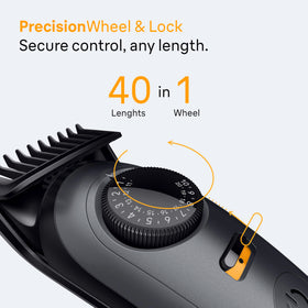 Braun PrecisionWheel length settings display for accurate styling control