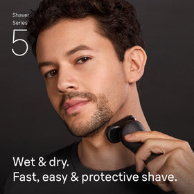 Braun travel case with shaver packed for secure travel protection and portability