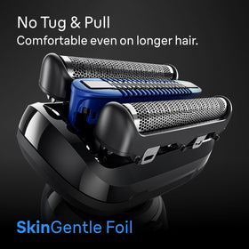 Braun detailed shot of AquaFlex blades highlighting adaptive cutting for fewer passes