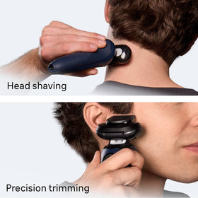 Braun Series 6 used in shower to show wet shaving convenience and waterproof design