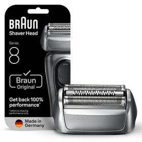 Braun Series 8 front packaging showing new 83M cassette, ensuring authentic replacement