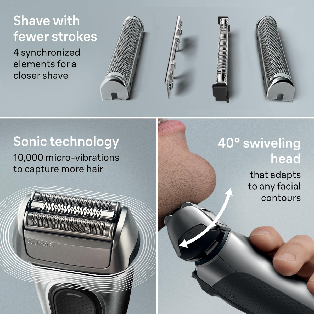Braun Series 8 used in shower illustrating wet use convenience and easy rinse benefit