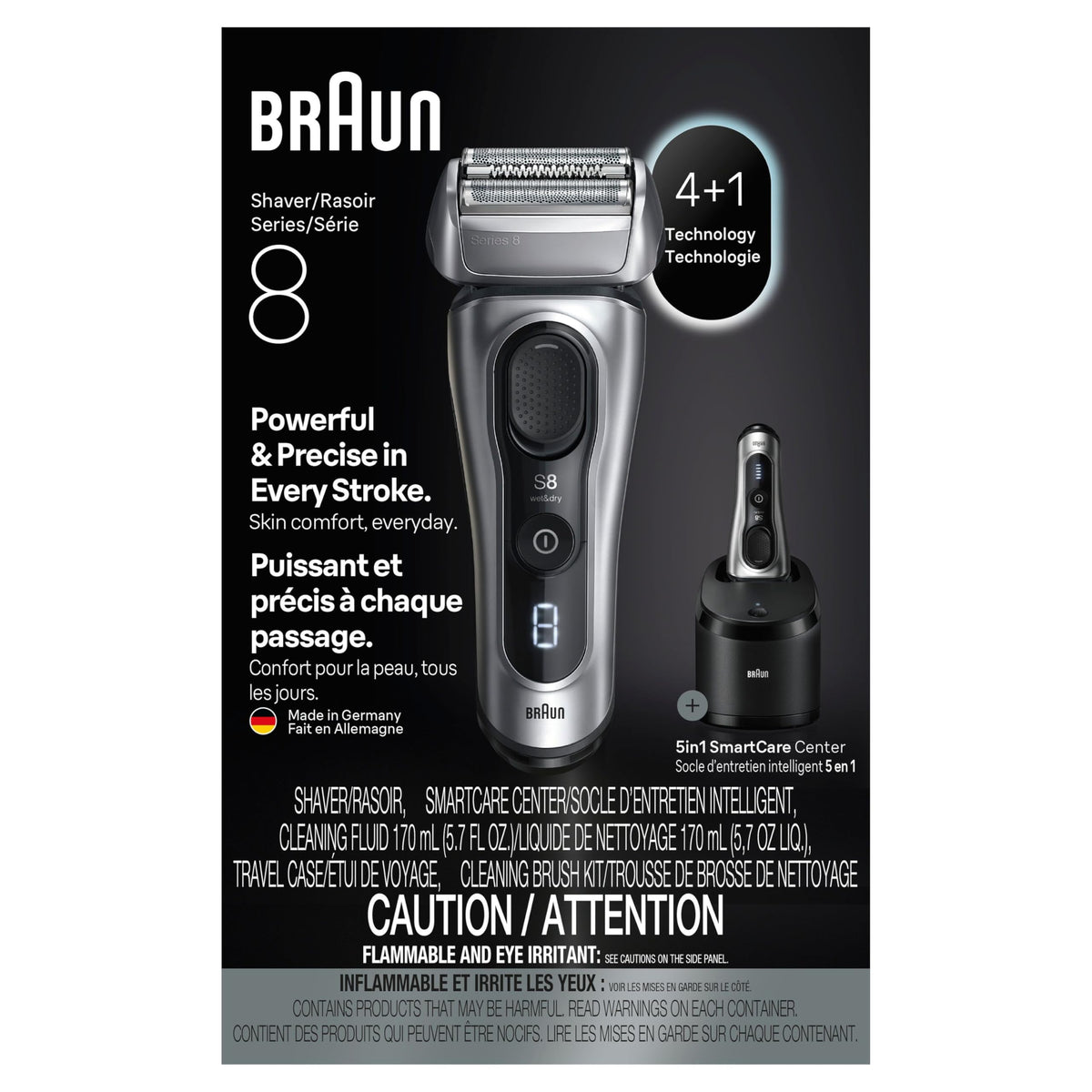 Braun Series 8 in bathroom lifestyle setting benefit: ready for wet or dry shaving