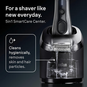 Braun Series 8 travel case open with accessories benefit: organized on-the-go convenience