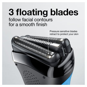 Braun Series 3 held in hand to show compact size and travel-friendly design