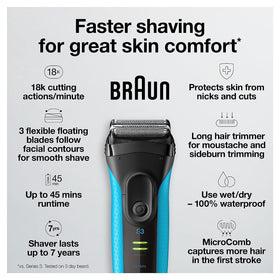 Braun foil detail close-up showing SensoFoil texture for smoother skin contact and comfort