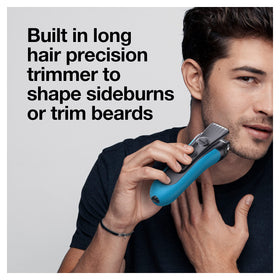 Braun shaver held next to hand to show compact size and easy handling for daily use
