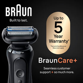 Braun Series 5 battery indicator displaying remaining run time for travel readiness