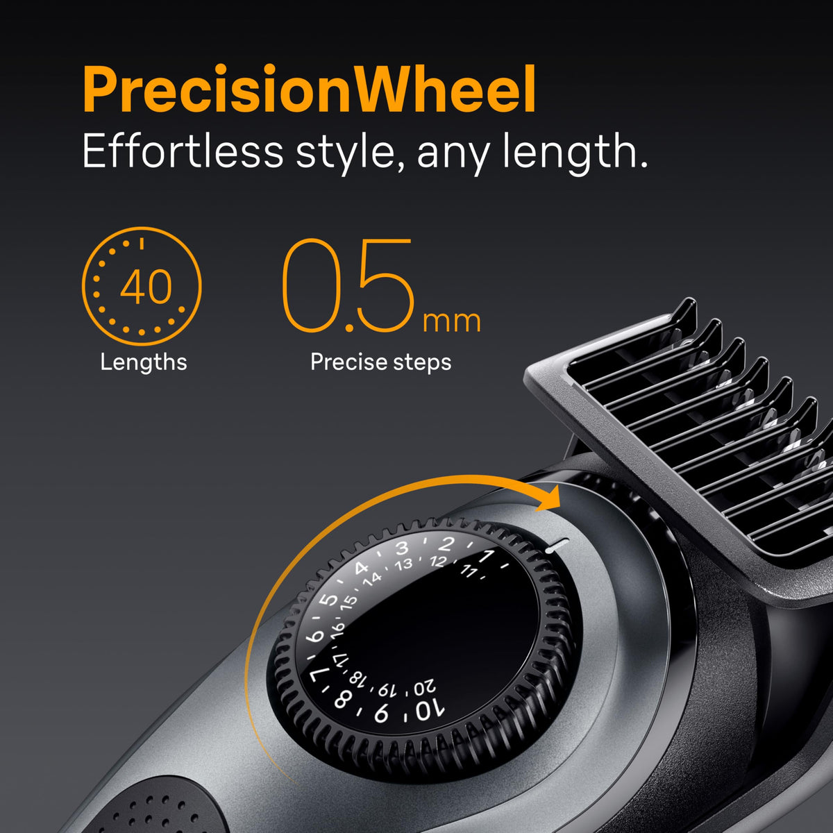 Braun spread of included attachments and combs for full grooming versatility