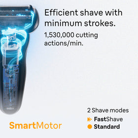 Braun Series 5 being used in shower demonstrating waterproof design and wet shaving comfort