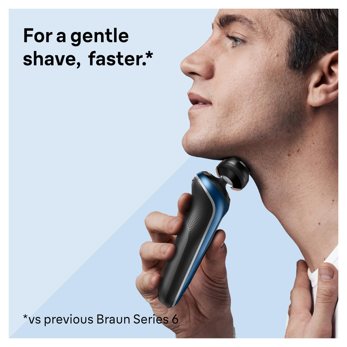Braun Series 6 shaving head close-up showing SensoFlex contours for gentler shave
