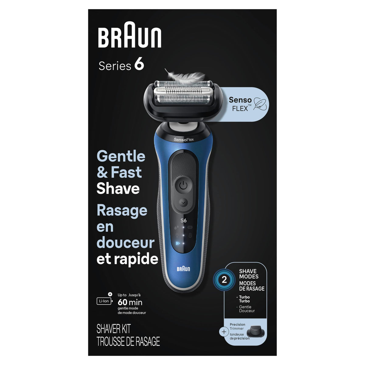 Braun Series 6 on bathroom counter in use-ready setup demonstrating daily convenience