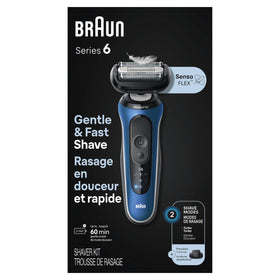 Braun Series 6 on bathroom counter in use-ready setup demonstrating daily convenience
